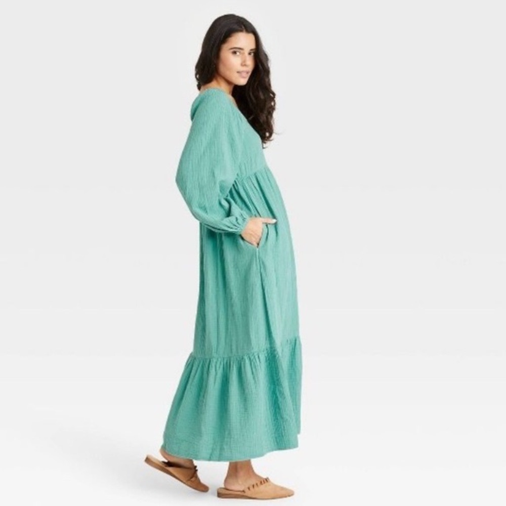 Women's Balloon Long Sleeve Dress - Universal Thread™ Teal Green S